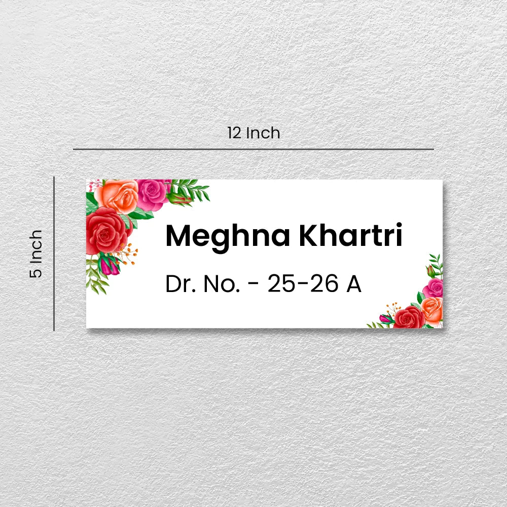 Floral Pink Flower Pattern Home & Office Name Plate