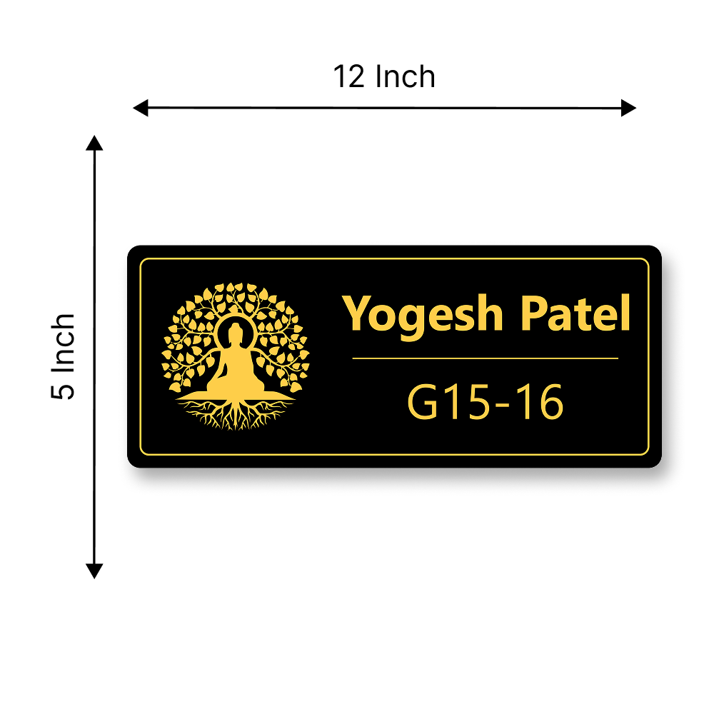 Golden Buddha Acrylic Home Name Plate