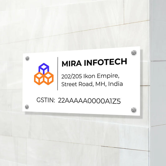 Minimal Acrylic Name Plate for Home, Office & Business Display