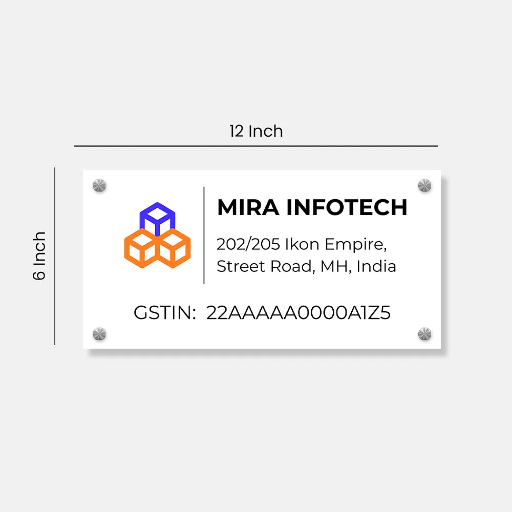 Minimal Acrylic Name Plate for Home, Office & Business Display