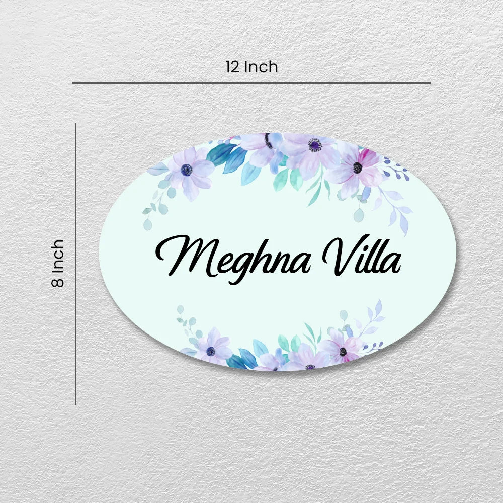 Sky with Floral Home & Office Name Plate