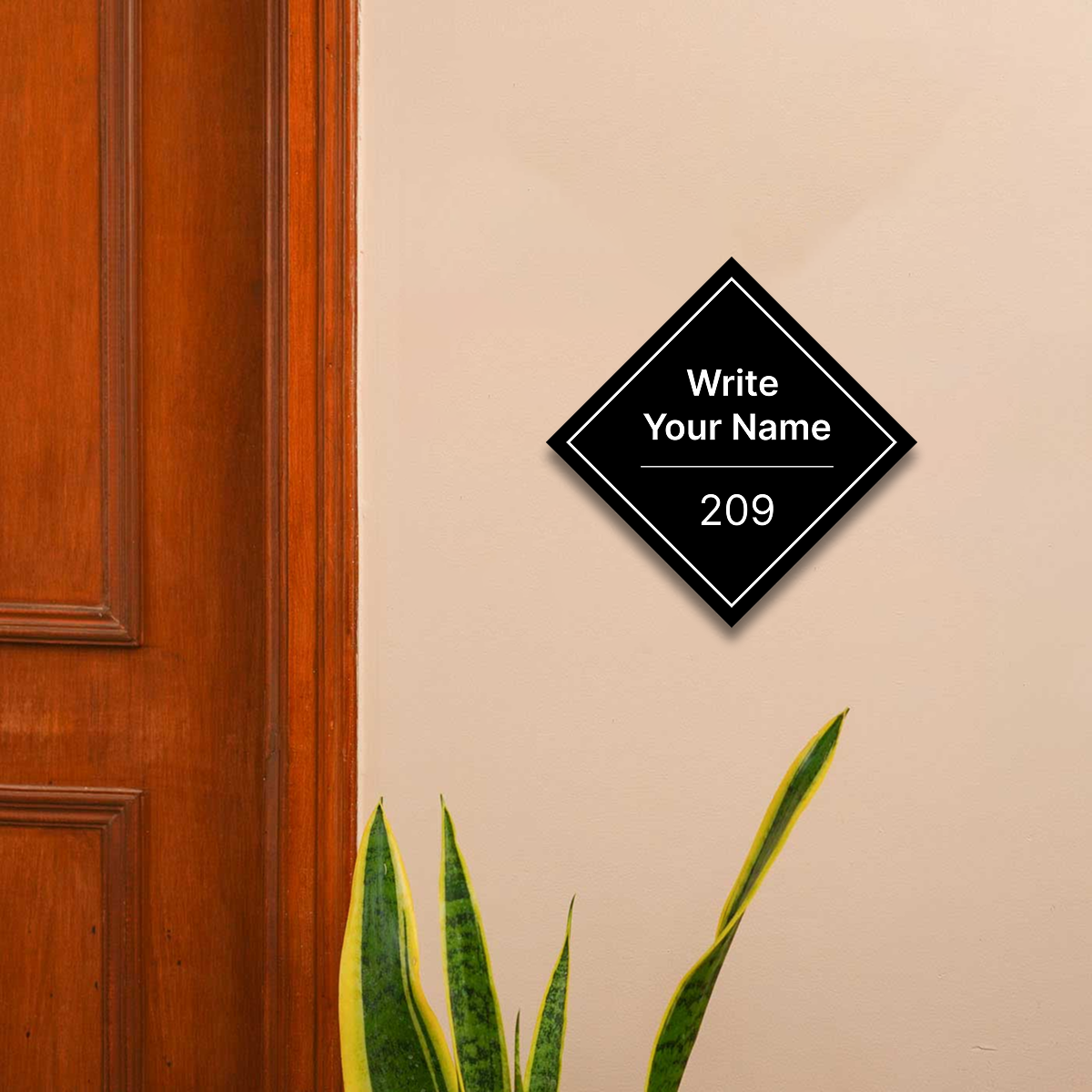 Sqauro Pattern Home & Office Name Plate