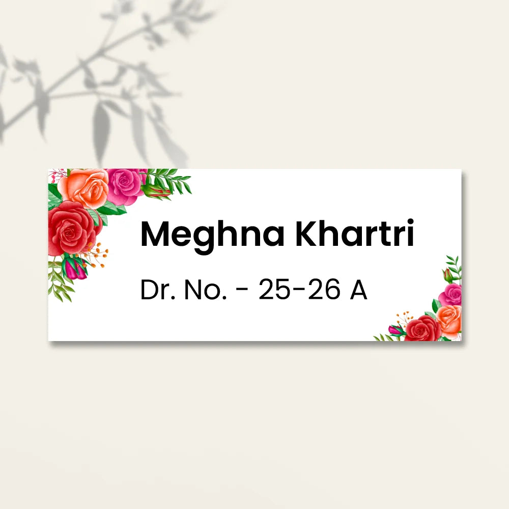 Floral Pink Flower Pattern Home & Office Name Plate