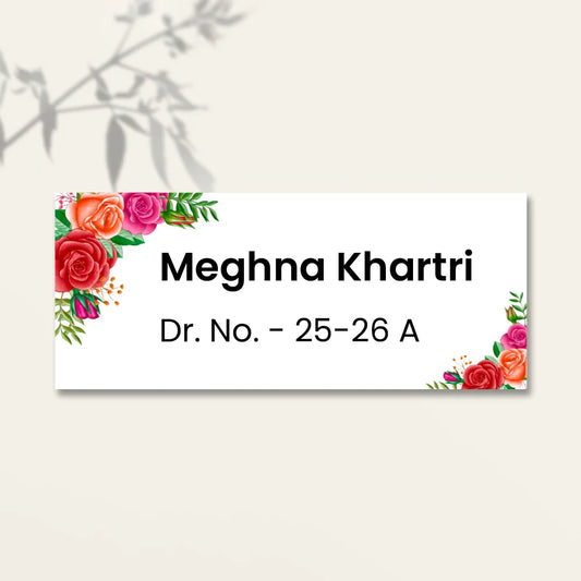 Floral Pink Flower Pattern Home & Office Name Plate