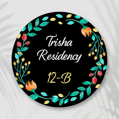 Blossom Colorful Flower Pattern Home & Office Name Plate