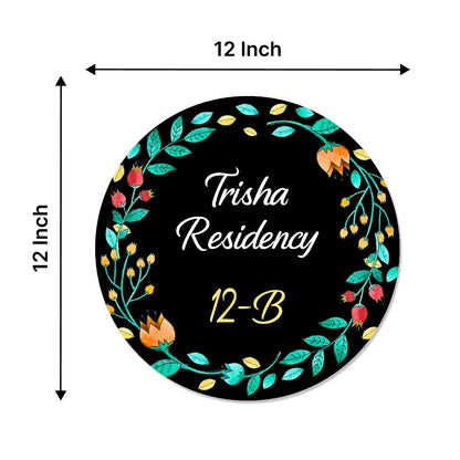 Blossom Colorful Flower Pattern Home & Office Name Plate