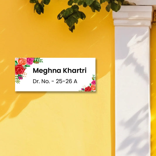 Floral Pink Flower Pattern Home & Office Name Plate