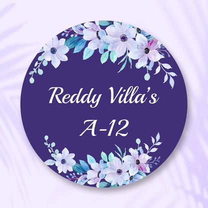 Floral Purple Colourful Flower Pattern Home & Office Name Plate