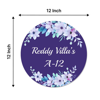 Floral Purple Colourful Flower Pattern Home & Office Name Plate