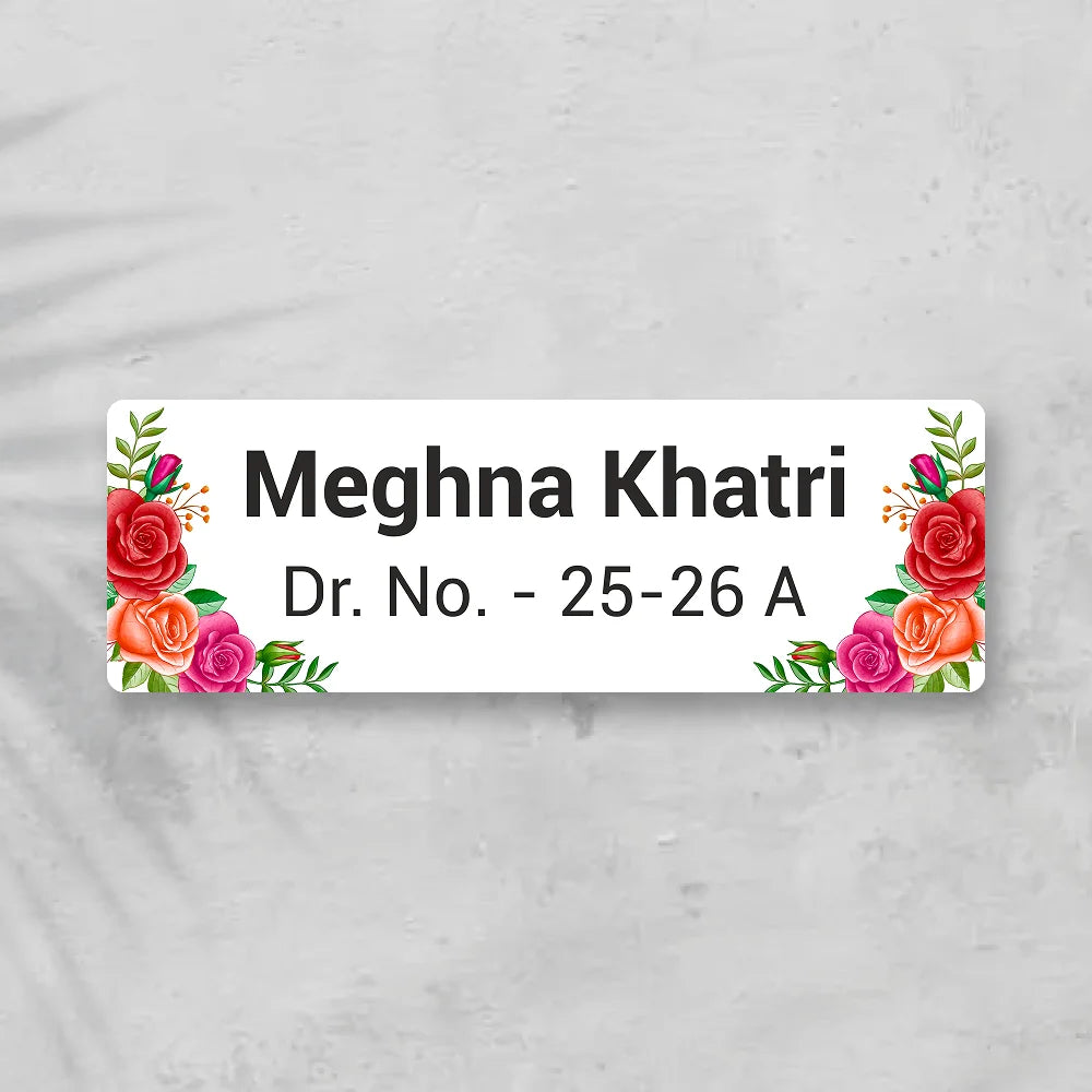 Floral Pink Flower Pattern Home & Office Name Plate
