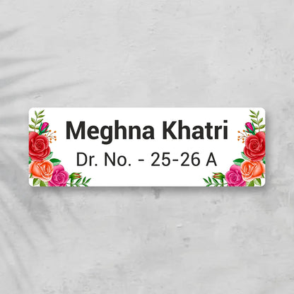 Floral Pink Flower Pattern Home & Office Name Plate