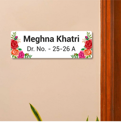 Floral Pink Flower Pattern Home & Office Name Plate