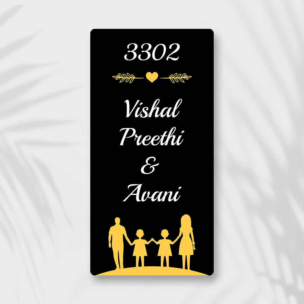 Custom Family Door Name Plate with House Number | Acrylic Home Name Board