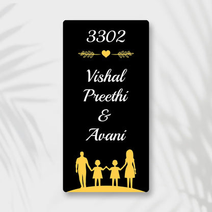 Custom Family Door Name Plate with House Number | Acrylic Home Name Board