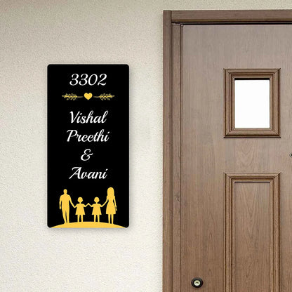 Custom Family Door Name Plate with House Number | Acrylic Home Name Board