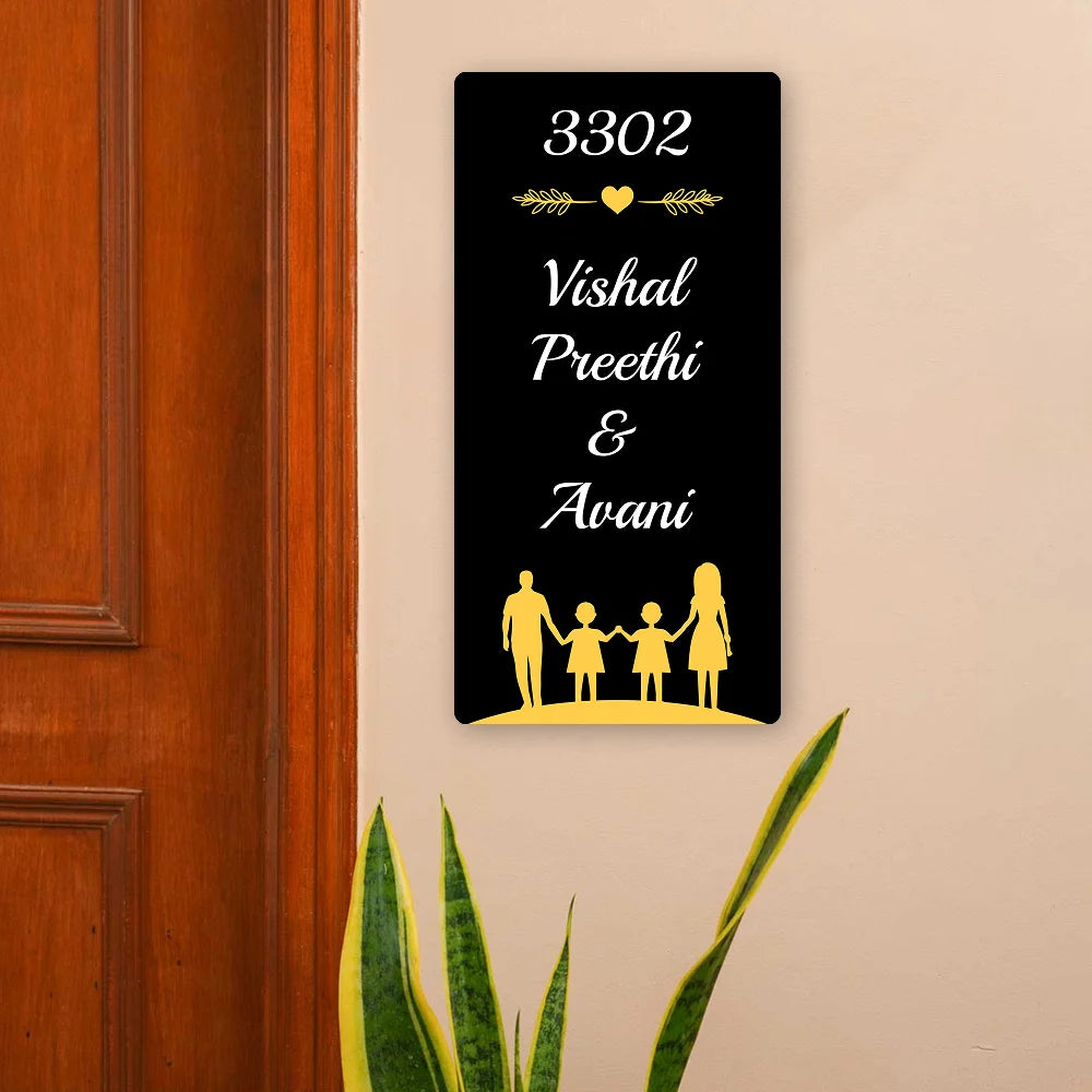 Custom Family Door Name Plate with House Number | Acrylic Home Name Board