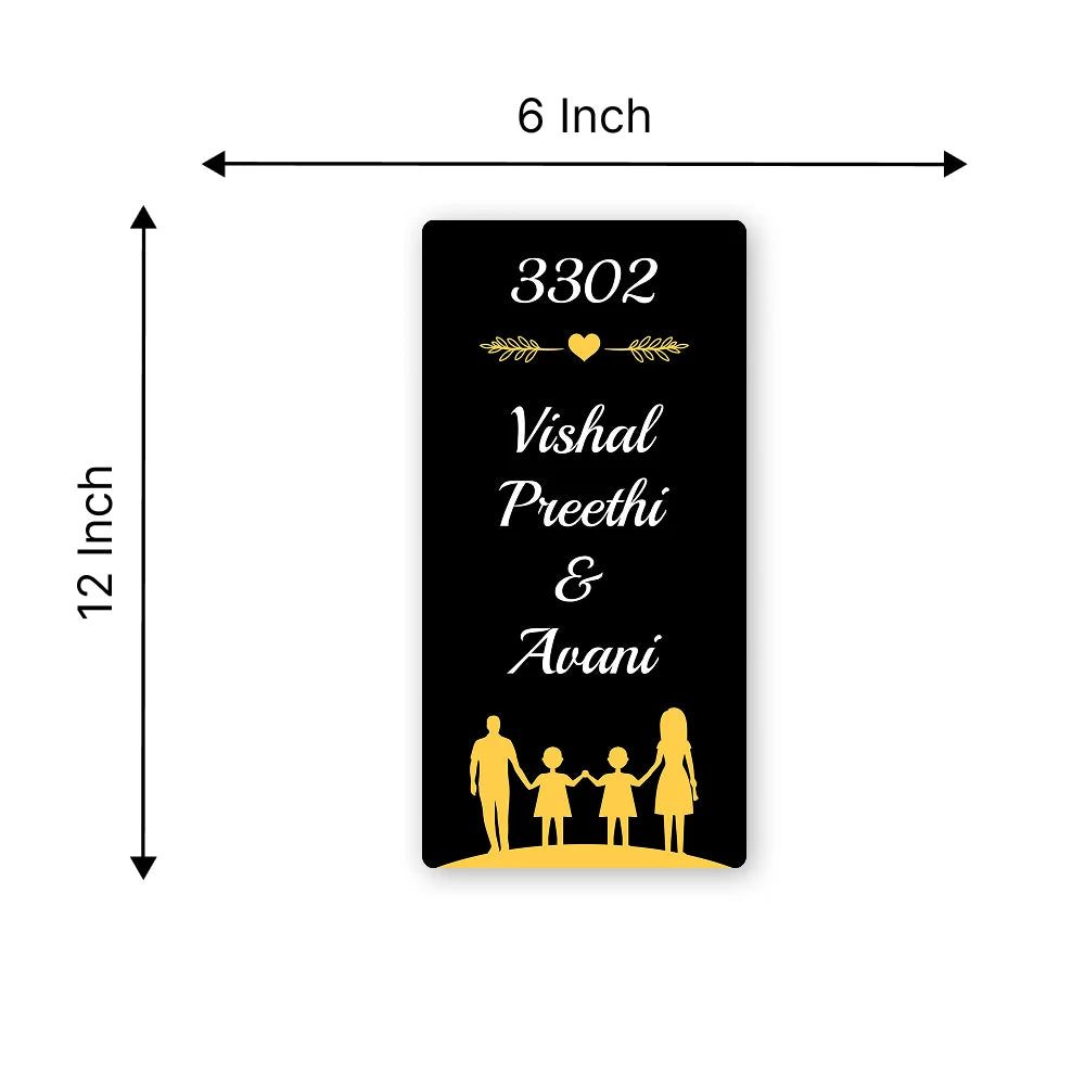 Custom Family Door Name Plate with House Number | Acrylic Home Name Board