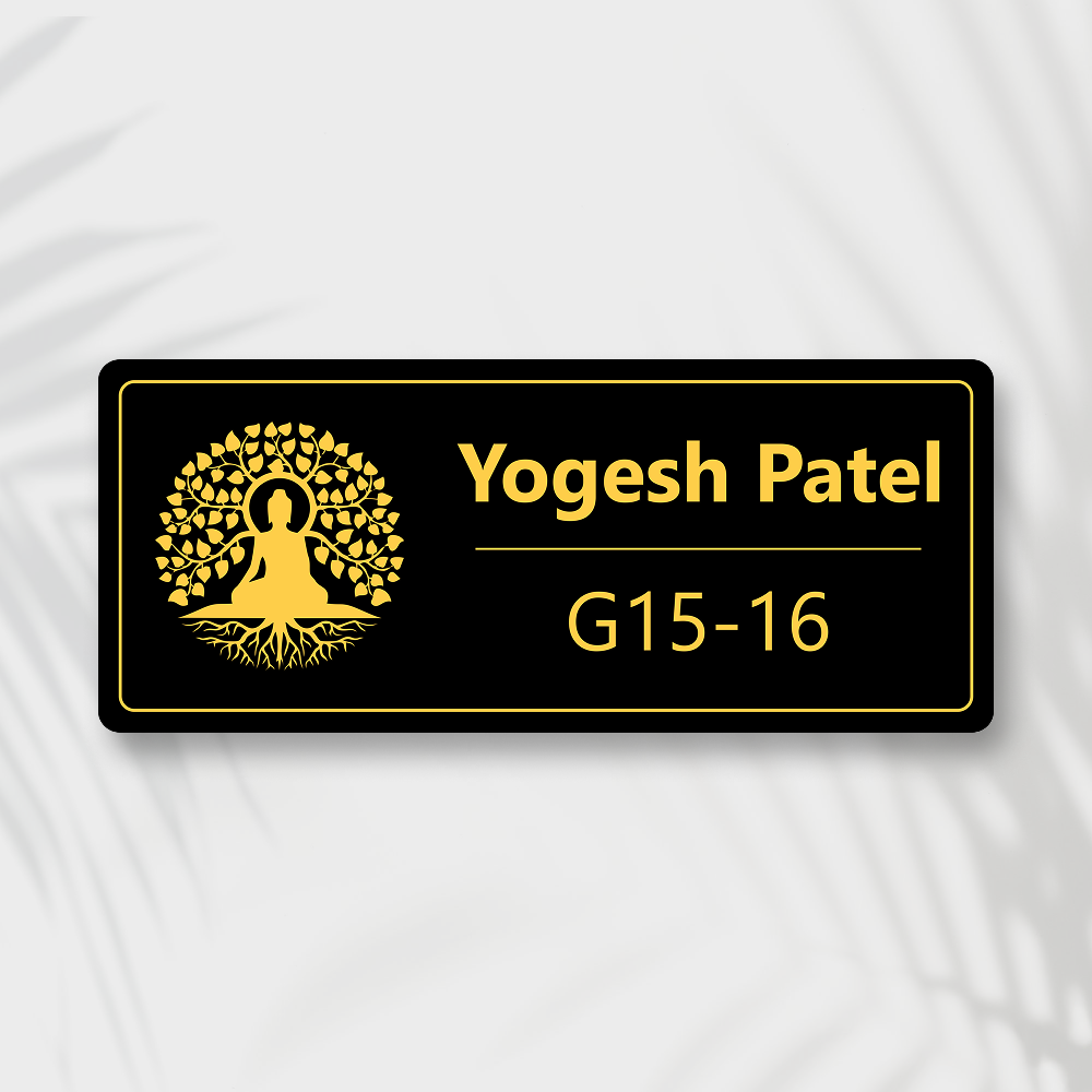 Golden Buddha Acrylic Home Name Plate