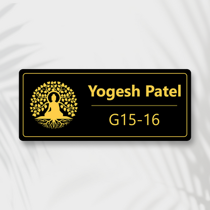 Golden Buddha Acrylic Home Name Plate