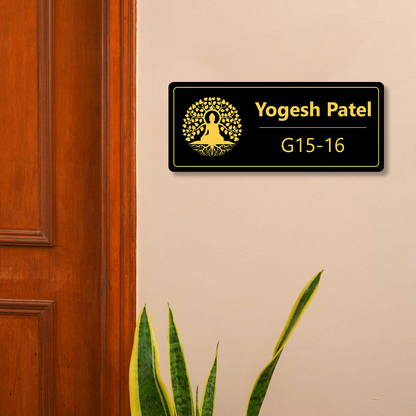 Golden Buddha Acrylic Home Name Plate
