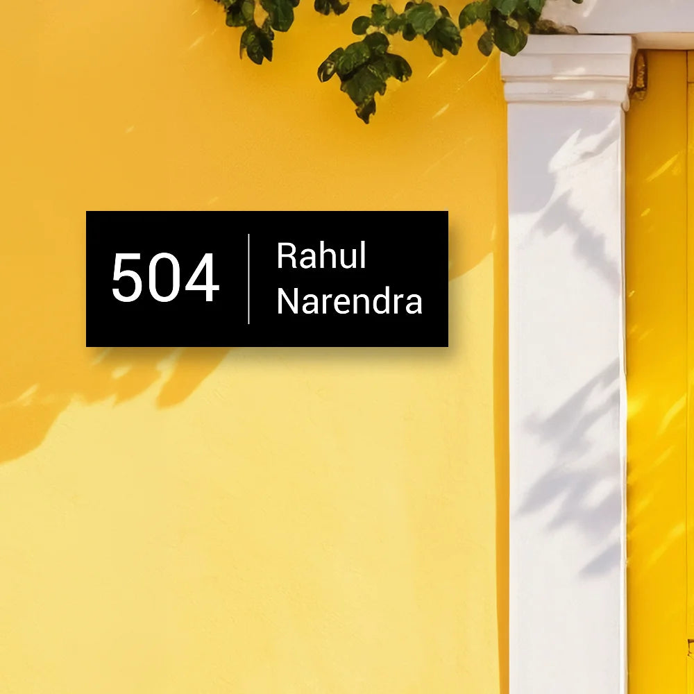 Modern Minimal Black Acrylic House Name Plate