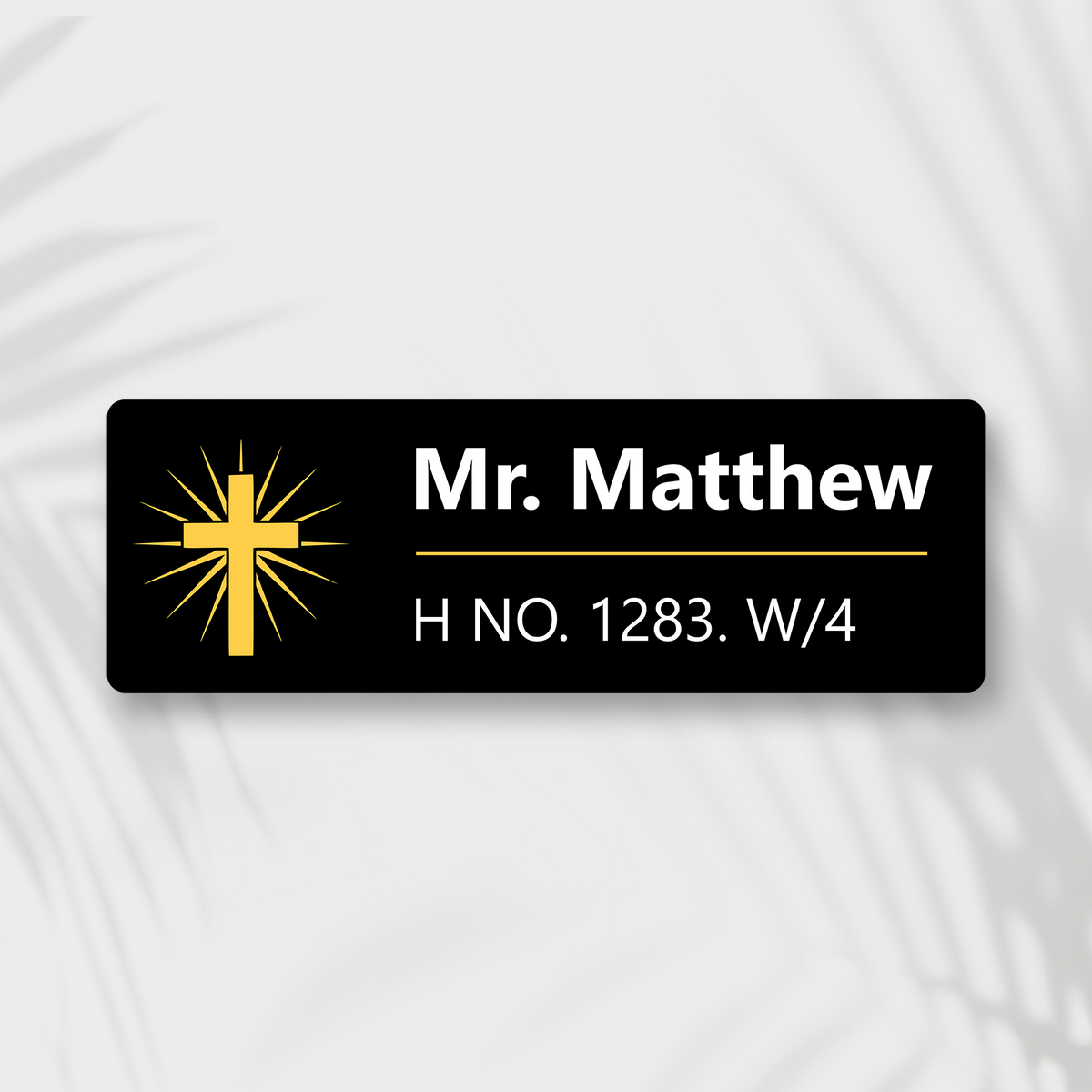 Premium Customized Christian Cross Acrylic Name Plate for Home Entrance