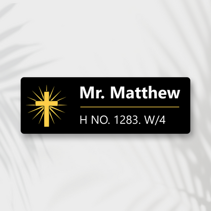 Premium Customized Christian Cross Acrylic Name Plate for Home Entrance