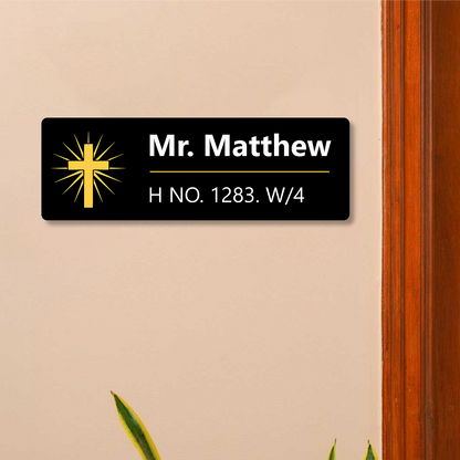Premium Customized Christian Cross Acrylic Name Plate for Home Entrance