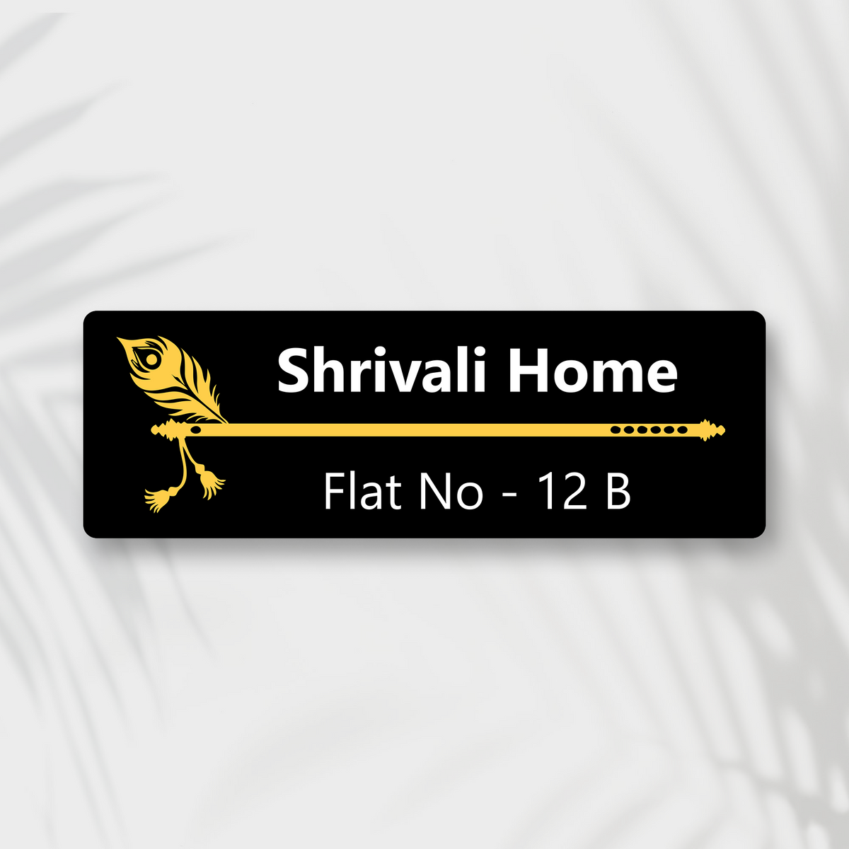 Premium Customized Krishna & Peacock Feather Acrylic Name Plate for Home Entrance