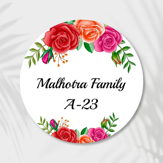 White Floral Home & Office Name Plate
