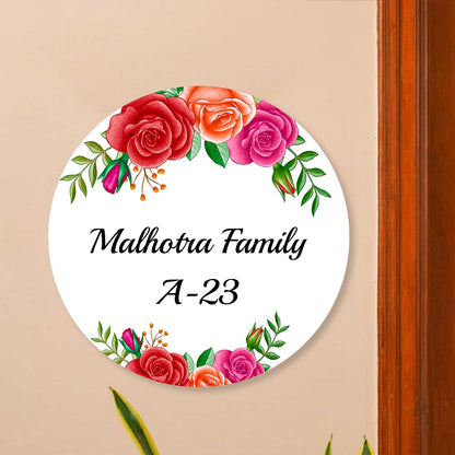 White Floral Home & Office Name Plate