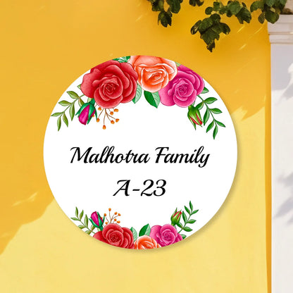 White Floral Home & Office Name Plate