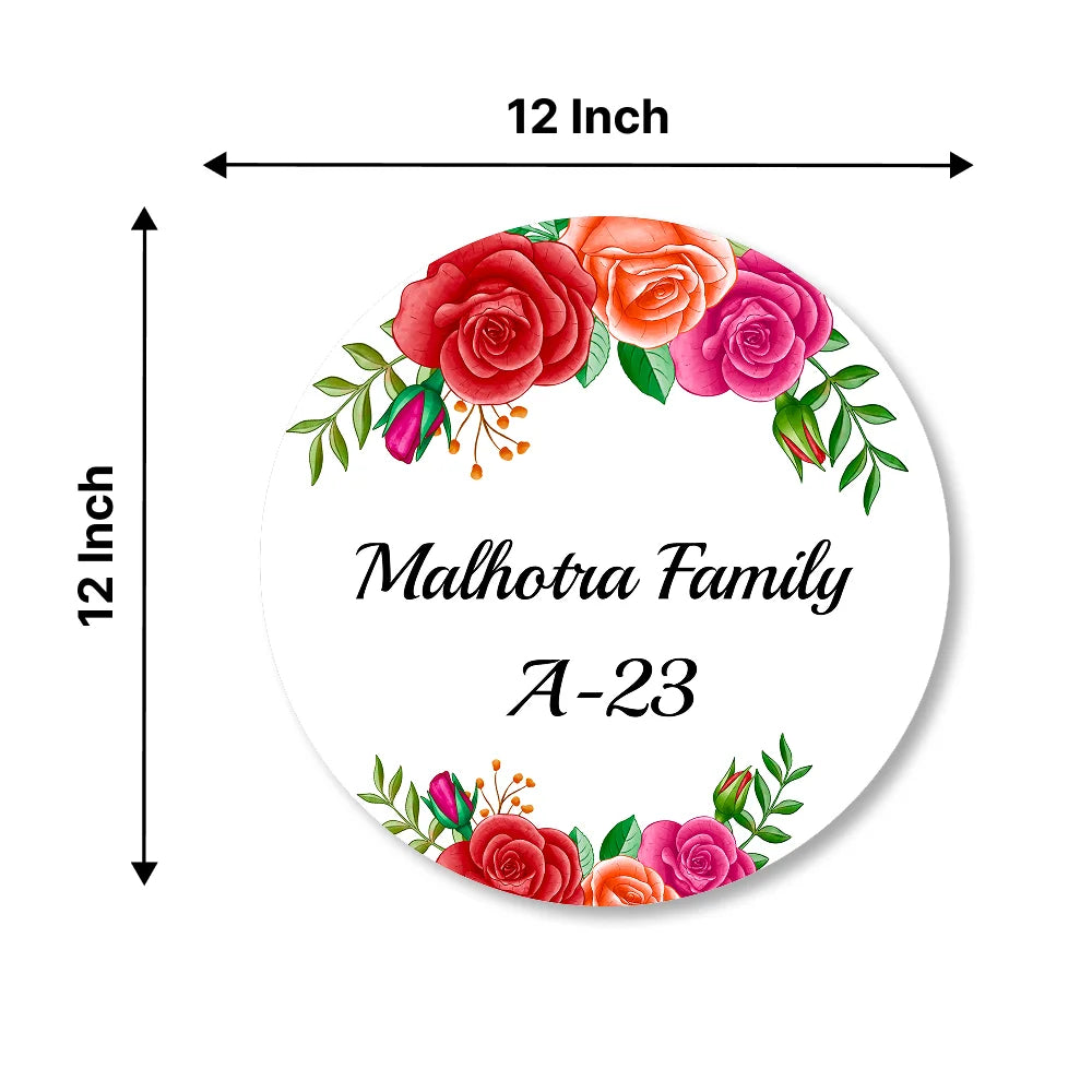 White Floral Home & Office Name Plate