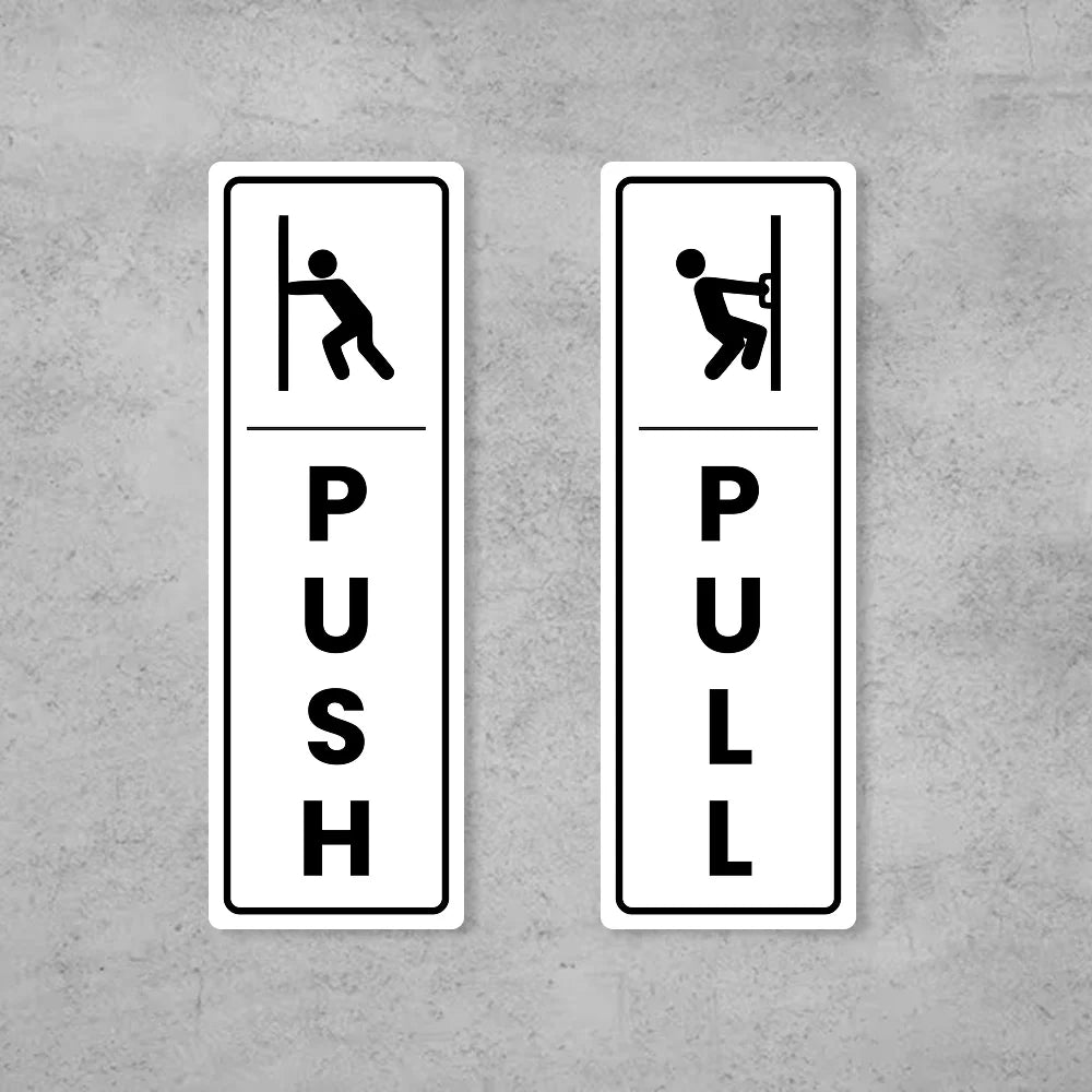 Premium Push & Pull Door Sign Set | Modern High-Visibility Glass Door Signage