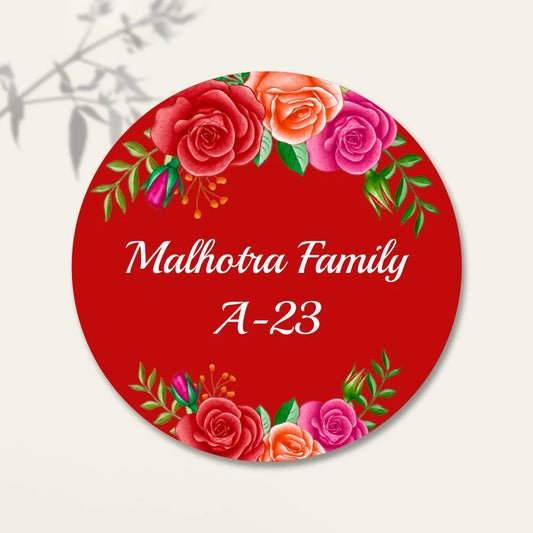 Red Floral Home & Office Name Plate