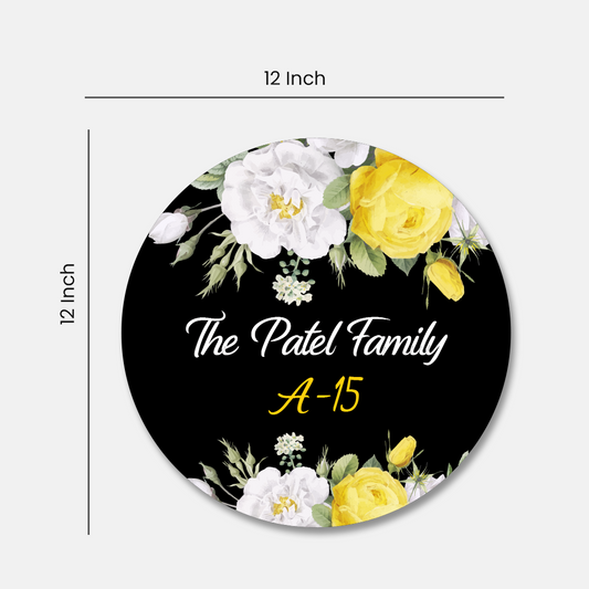 Yellow Floral Home & Office Name Plate