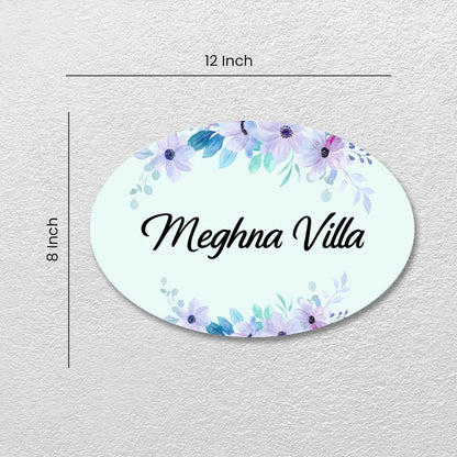 Purple Floral Name Plate for Home | Custom Acrylic Door Name Plate | Jeeprint